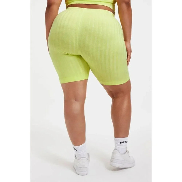 Good American Wide 90s Ribbed Biker Athletic Shorts Black 6 3X Pull On High Rise - Picture 4 of 10